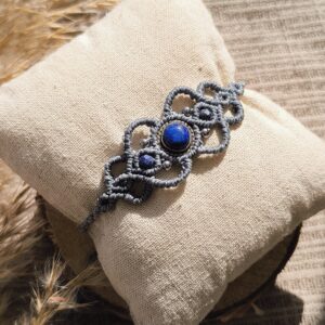 Bracelet bleu grisé & Lapis Lazuli