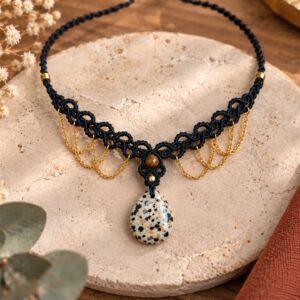 Collier Nomade – Jaspe dalmatien & Œil de tigre
